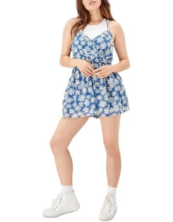 Best Sale ✨ American Eagle Short & Sweet Romper In Blue Multi ❤️