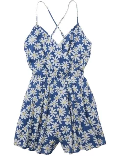 Best Sale ✨ American Eagle Short & Sweet Romper In Blue Multi ❤️ -Jumpsuits Store unnamed file 2151