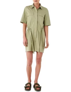 Outlet π― Skin And Threads Poplin Cotton Cuffed Romper In Khaki Green π