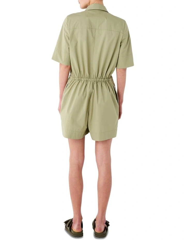 Outlet π― Skin And Threads Poplin Cotton Cuffed Romper In Khaki Green π 3 Outlet π― Skin And Threads Poplin Cotton Cuffed Romper In Khaki Green π - Image 3