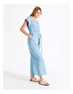 Best Pirce 🎉 Grab Denim Organic Short Sleeve Chambray Jumpsuit In Mineral Blue 🌟 -Jumpsuits Store unnamed file 2229