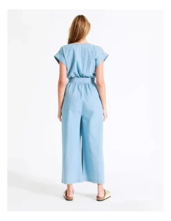 Best Pirce 🎉 Grab Denim Organic Short Sleeve Chambray Jumpsuit In Mineral Blue 🌟 -Jumpsuits Store unnamed file 2231