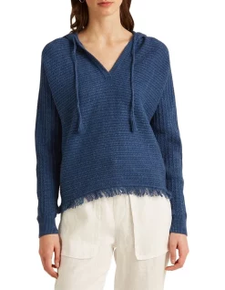 Hot Sale π€© Lauren Ralph Lauren Fringe-Trim Cable-Knit Hoodie In Blue π