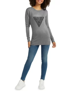 Top 10 😀 Guess Paulette Round Neck Long Sleeve Sweater Medium Charcoal Heat ⭐ -Jumpsuits Store unnamed file 259