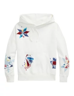 Discount 🌟 Polo Ralph Lauren Logo Quilted Motif Fleece Hoodie In White 🎁 -Jumpsuits Store unnamed file 278