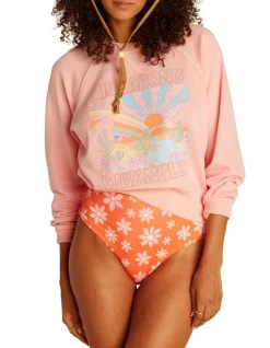 Budget 😍 Billabong On The Rise Crewneck Sweatshirt Rose Quartz 🥰