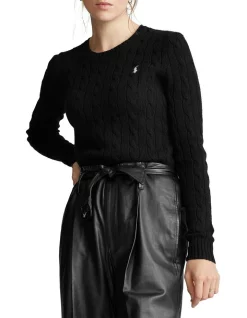 Outlet π Polo Ralph Lauren Cable Wool Crewneck Sweater In Black π