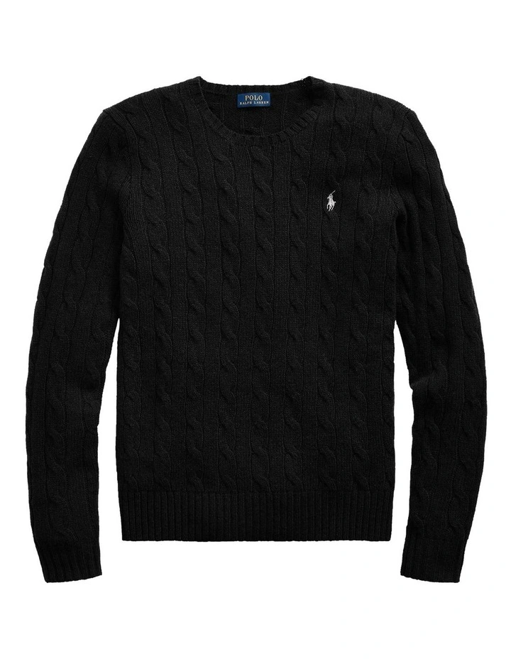 Outlet π Polo Ralph Lauren Cable Wool Crewneck Sweater In Black π 4 Outlet π Polo Ralph Lauren Cable Wool Crewneck Sweater In Black π - Image 4