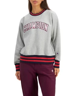 Discount 🛒 Champion Reverse Weave Collegiate Heritage Crew Sweat In Oxford Heather 🧨
