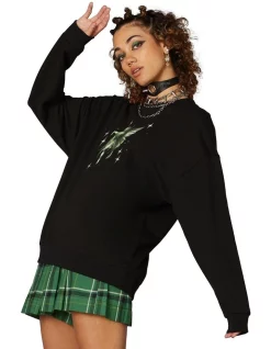 Budget 😀 Dangerfield Forest Fairy Print Sweater Black 🛒 -Jumpsuits Store unnamed file 367