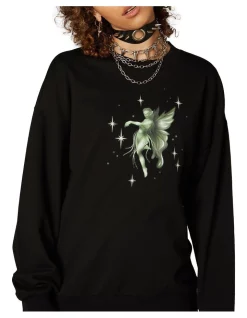 Budget 😀 Dangerfield Forest Fairy Print Sweater Black 🛒 -Jumpsuits Store unnamed file 368