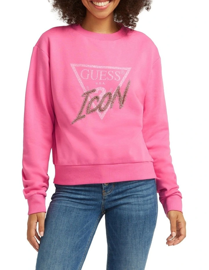 Buy π Guess Crew Neck Icon Sweatshirt Rosy Glow Pink π€© 1 Buy π Guess Crew Neck Icon Sweatshirt Rosy Glow Pink π€©