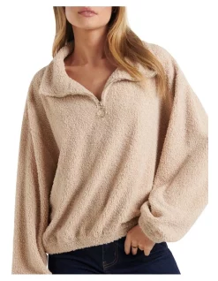 Brand new ⌛ Forever New Taylah Teddy Zip-Front Sweater In Brown 🔔 -Jumpsuits Store unnamed file 444