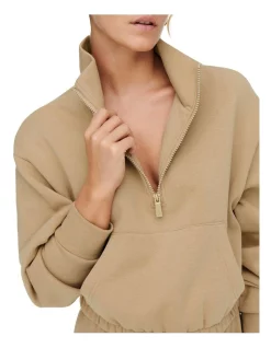 Hot Sale 🤩 ONLY Gwen Long Sleeve Halfzip Sweater Nomad Brown 🎉 -Jumpsuits Store unnamed file 457