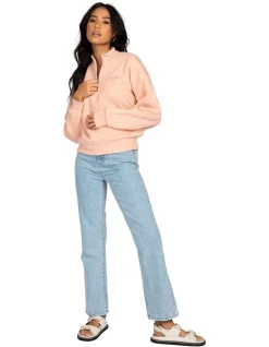 Flash Sale 👏 Rusty Script Relaxed 1/2 Zip Fleece Pink 💯 -Jumpsuits Store unnamed file 476