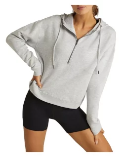 Buy ๐ Rockwear Slouchy Half Zip Hoodie In Grey ๐