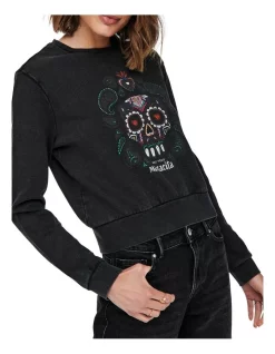 Promo 🤩 ONLY Lucinda Life Long Sleeve Sweat Top Black 🤩 -Jumpsuits Store unnamed file 52