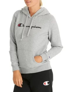 Cheap 🌟 Champion Script Hoodie Oxford Heather 🧨