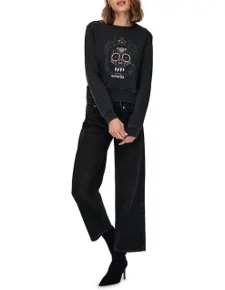 Promo 🤩 ONLY Lucinda Life Long Sleeve Sweat Top Black 🤩 -Jumpsuits Store unnamed file 53