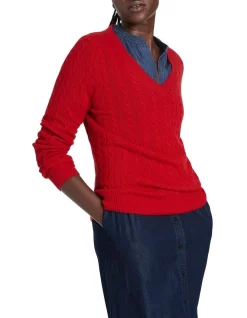 Hot Sale π€© David Lawrence Everyday Cable Knit Scarlet β