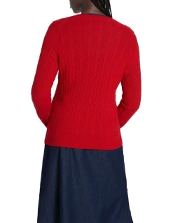 Hot Sale 🤩 David Lawrence Everyday Cable Knit Scarlet ⌛ -Jumpsuits Store unnamed file 556