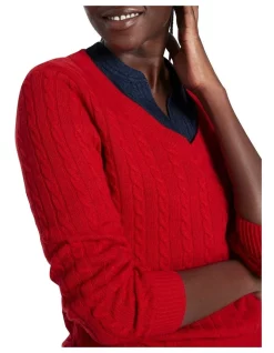 Hot Sale 🤩 David Lawrence Everyday Cable Knit Scarlet ⌛ -Jumpsuits Store unnamed file 557