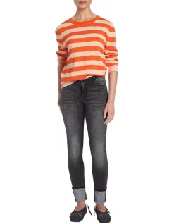 Best Sale β€οΈ David Lawrence Zhera Striped Knit Papaya Multi π