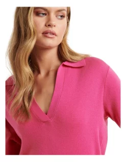 Budget 💯 Forever New Sonia Polo Knit Jumper In Pink ✔️ -Jumpsuits Store unnamed file 589