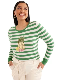 Flash Sale ❤️ Review Pina Colada Jumper In Cream/Green 🔥