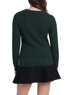 Outlet ⌛ Marcs Nebula Shimmer Knit Top Pine 💯 -Jumpsuits Store unnamed file 618