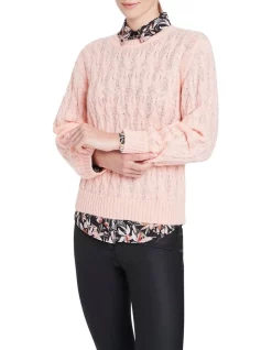 Discount β David Lawrence Galena Fluffy Cable Knit Jumper In Rose Quartz π§¨