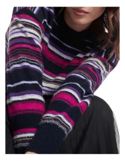 Outlet 🎉 Marcs You're Pretty Grape Knit Sweater Navy Multi 🔔 -Jumpsuits Store unnamed file 701