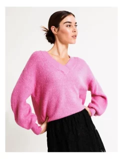 Budget π Y.A.S Franca Long Sleeve Knit Jumper Fuchsia Pink π