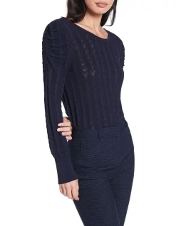 Brand new β¨ Marcs Misty Pointelle Knit Top Navy π