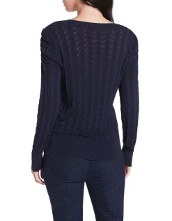 Brand new ✨ Marcs Misty Pointelle Knit Top Navy 👏 -Jumpsuits Store unnamed file 847