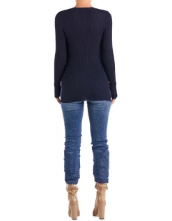 Coupon 🛒 Fate & Becker Papermoon Knit Jumper In Blue 😀 -Jumpsuits Store unnamed file 938