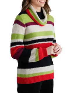 New ⌛ Yarra Trail Multi Stripe Jumper Crimson 😉 -Jumpsuits Store unnamed file 950