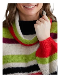 New ⌛ Yarra Trail Multi Stripe Jumper Crimson 😉 -Jumpsuits Store unnamed file 951