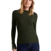 Best deal 🛒 Forever New Selma Rib Stand Neck Knit Top Pine Green 😀