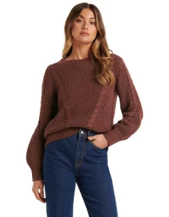 Hot Sale 🧨 Forever New Lauren Cable Knit Jumper Chocolate 🧨