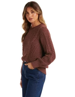 Hot Sale 🧨 Forever New Lauren Cable Knit Jumper Chocolate 🧨 -Jumpsuits Store unnamed file 977